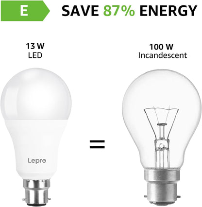 Lepro Bayonet Light Bulbs 100W Equivalent, Warm White 2700K, 13W 1520lm Super Bright LED Bayonet Bulb, B22 LED Bulbs, BC GLS Energy Saving Lightbulbs Bayonet, Non-dimmable, Pack of 6