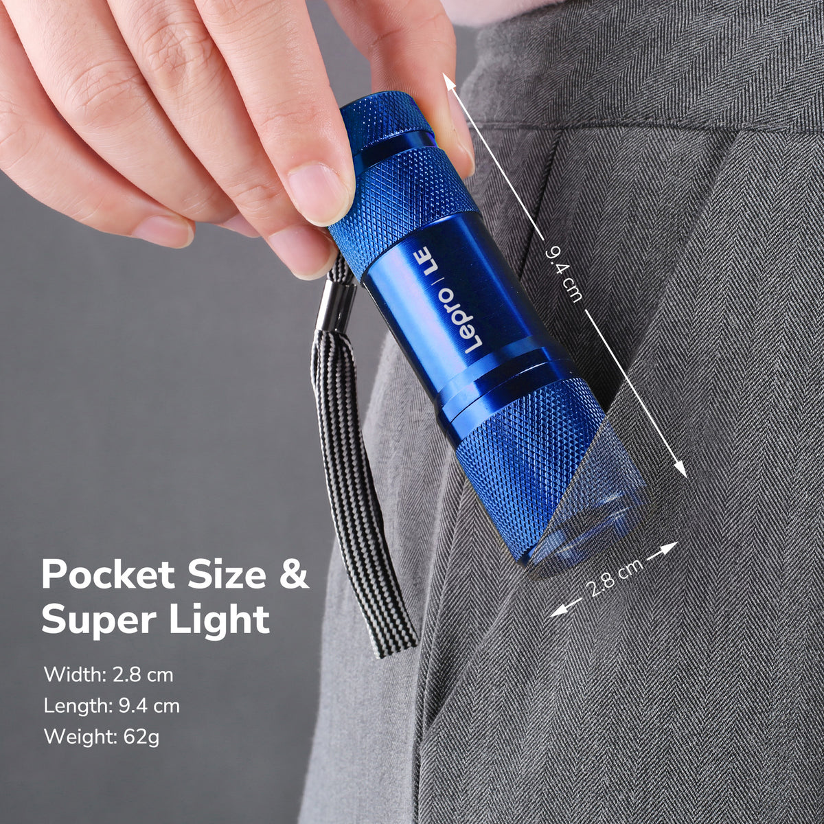 Lepro UV Torch, 9 LED 395nm Ultraviolet Flashlight, Blue