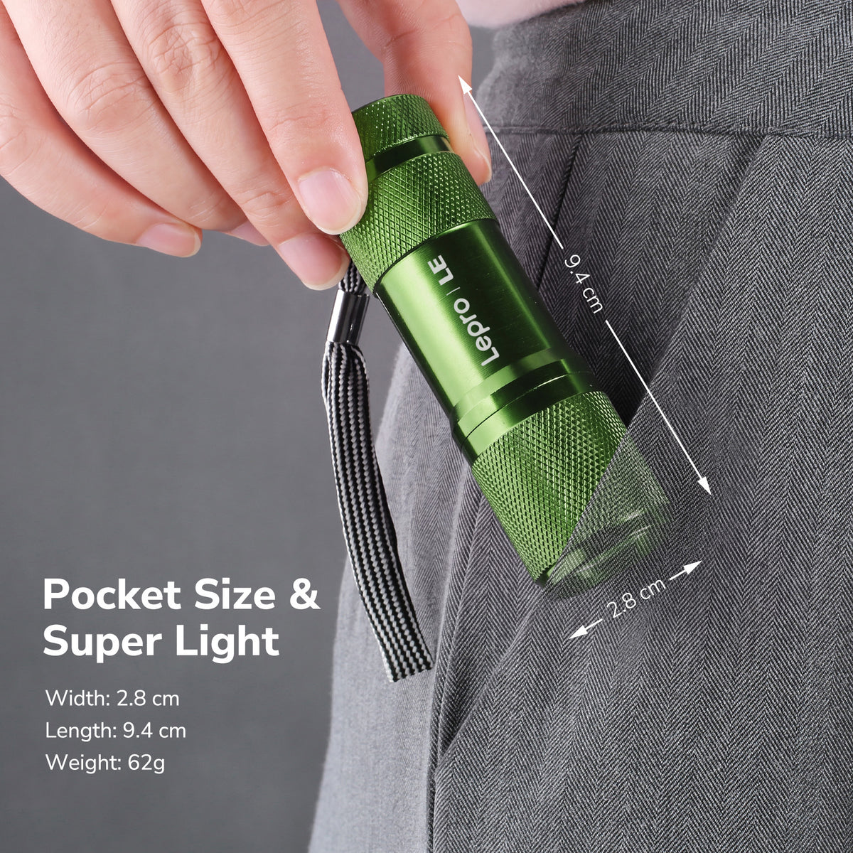 Lepro UV Torch, 9 LED 395nm Ultraviolet Flashlight, Green