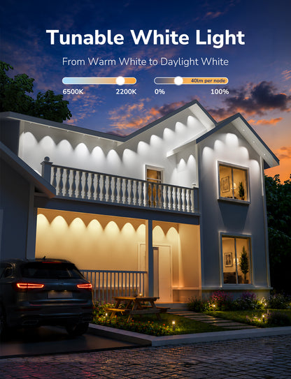 Lepro E1 Plus AI-Powered Permanent Outdoor Lights (Tunable White + RGBIC, Cuttable,  IP67 Waterproof, Works with Alexa & Google Assistant,Dual Output)