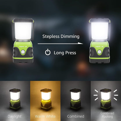 LE Camping Lantern, 1000 Lumen Camping Lights Battery Powered, Dimmable Warm White and Daylight Modes, Battery Lantern for Power Cuts, Emergency Lighting, Suit for Hiking, Fishing, Tents, etc.
