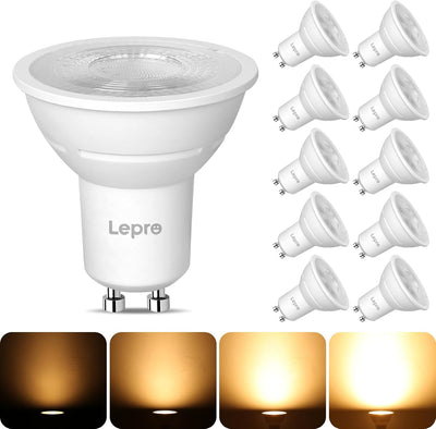 Lepro GU10 LED Bulbs Dimmable, Warm White 2700K, 4.5W 345lm, 50W Halogen Spotlight Bulb Equivalent, 38�� Narrow Beam, Energy Saving GU10 LED Light Bulbs, Pack of 10