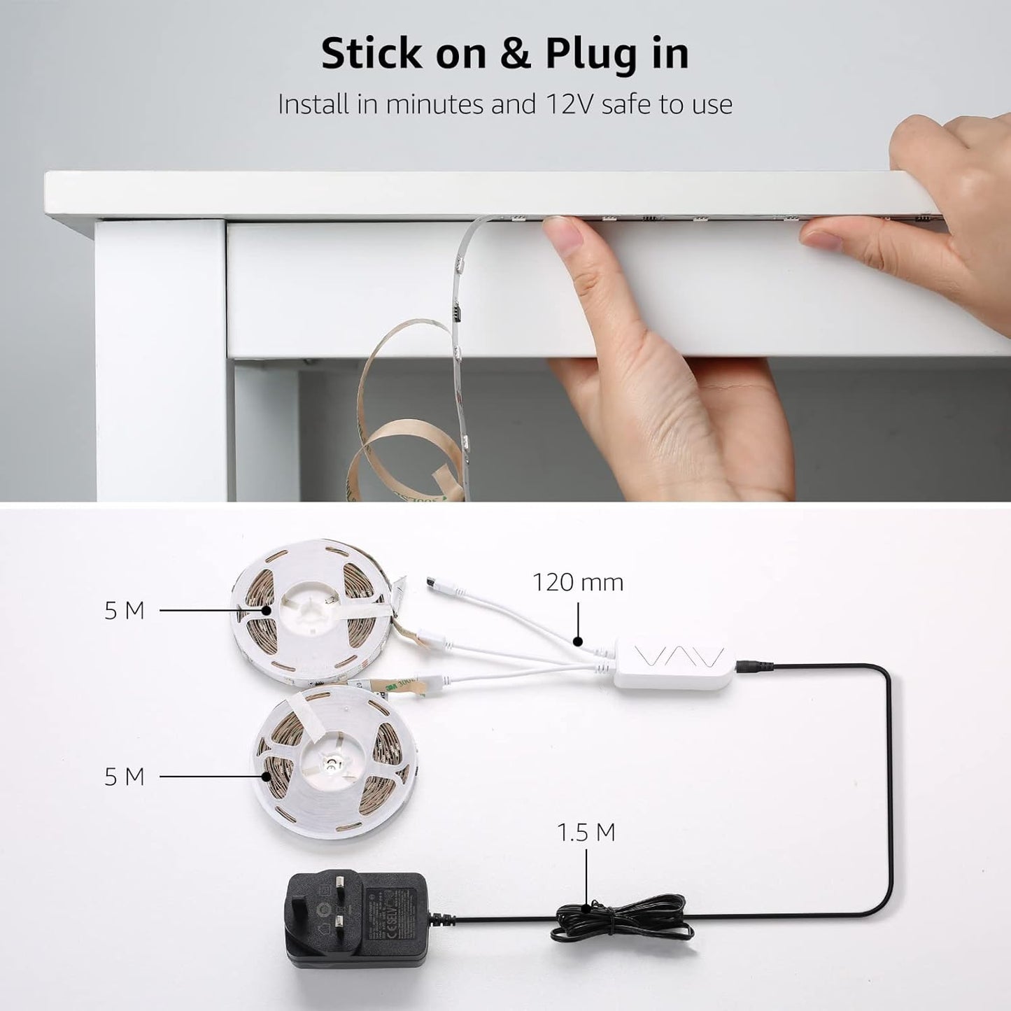 Lepro MagicColor LED Strip Light 10M (5Mx2) 300LEDs, Rainbow Chasing Lights, Music Sync, Multiple Colours on One Line, Remote Control LED Lights for Bedroom, Living Room, Bar, Gaming Time