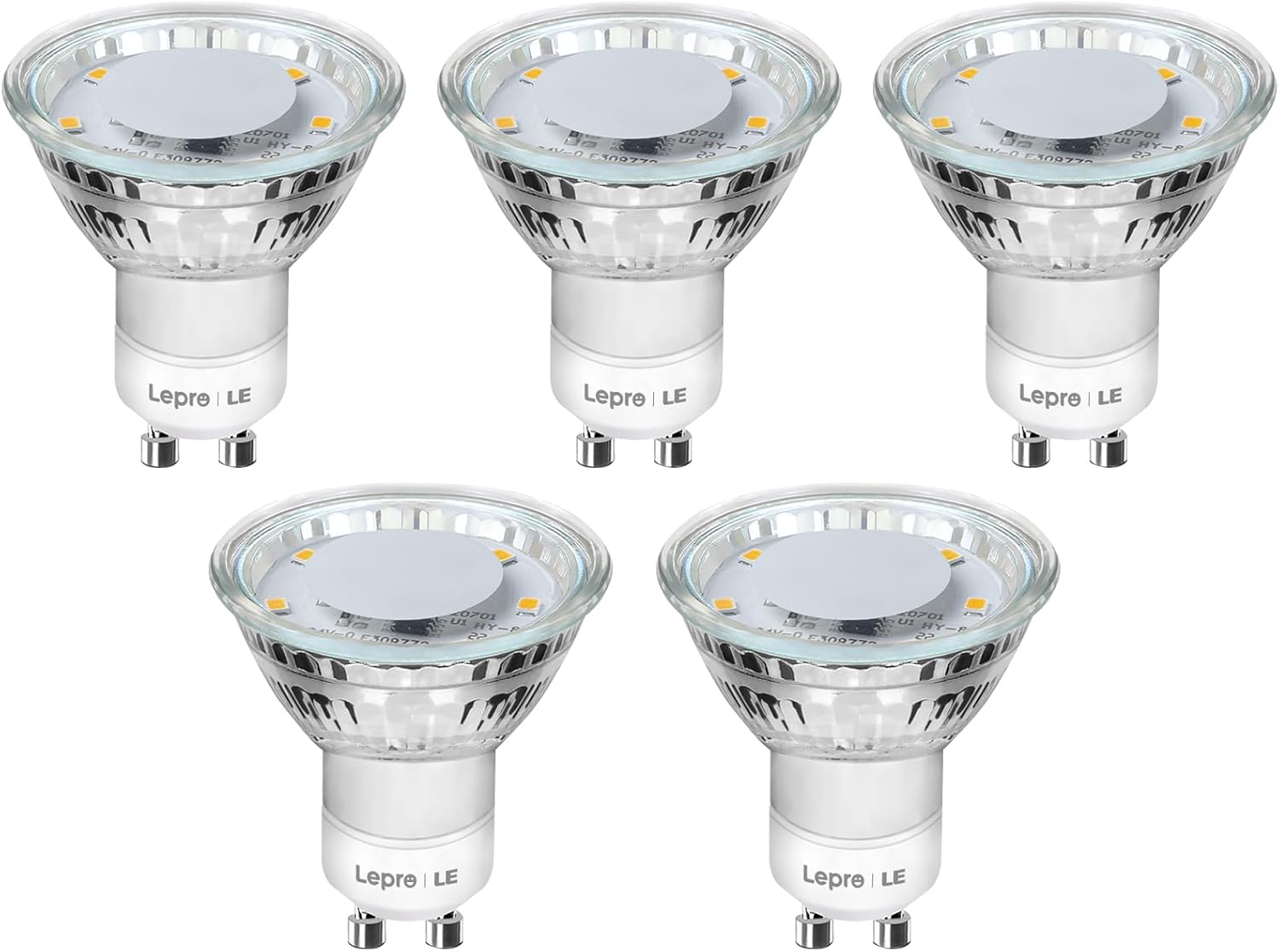 Lepro GU10 LED Bulbs Warm White 2700K, 4W 325lm Spot Light Bulbs, 50W Halogen Spotlight Equivalent, Energy Saving GU10 LED Lightbulbs, 100° Wide Beam, Non-dimmable, Pack of 5