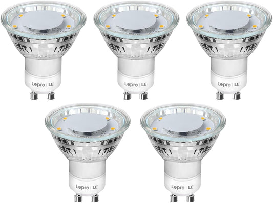 Lepro GU10 LED Bulbs Cool White 5000K, 50W Halogen Spotlight Equivalent, 4W 325lm Energy Saving GU10 LED Light Bulbs, 100° Wide Beam, Non-dimmable, Pack of 5