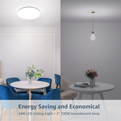 Lepro Bathroom Lights Ceiling, 24W 2400lm Bright LED Ceiling Light, IP54 Waterproof, Daylight White 5000K, Large, Flush Ceiling Light for Living Room Kitchen, Hallway, Outside Porch and More, Ø28CM