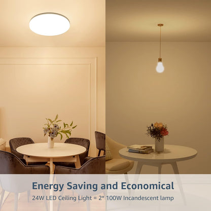 Lepro 24W LED Ceiling Light, Waterproof IP54, Warm White 3000K, 200W Incandescent Bulb Equivalent, 2400lm Flush Mount Lighting Fitting for Bathroom, Bedroom, Kitchen, Hallway and More Ø28cm