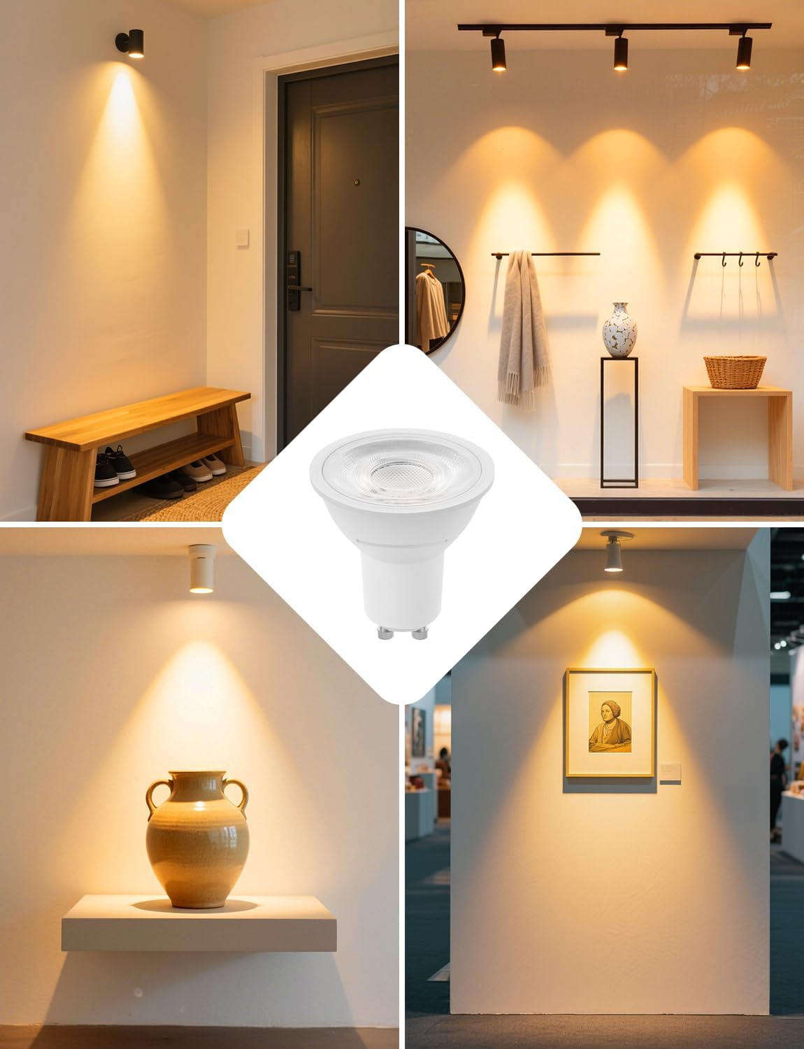 Lepro GU10 LED Spotlight Bulb, 630LM, 6W (80W Equivalent), Warm White 2700K, 38¡« Beam Angle, Energy Saving Light Bulbs, Non-Dimmable, 4 Packs