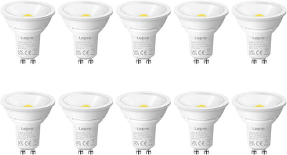 Lepro GU10 LED Bulbs, Cool White 6500K, 800LM, 8W (65W Equivalent), 100¡« Wide Beam Angle, Energy Saving LED Spotlight Bulbs, Non-Dimmable, Pack of 10