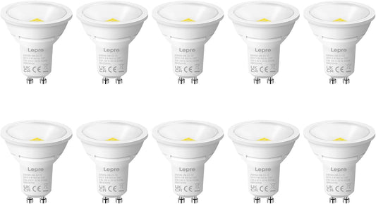 Lepro GU10 LED Bulbs, Cool White 6500K, 800LM, 8W (65W Equivalent), 100¡« Wide Beam Angle, Energy Saving LED Spotlight Bulbs, Non-Dimmable, Pack of 10
