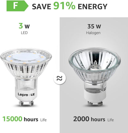 Lepro GU10 LED Bulbs, Warm White 2700K LED Light Bulbs, 35W Halogen Spotlight Equivalent, 3W Energy Saving GU10 Bulbs, 250lm, 100° Beam Angle, Non Dimmable, AC 220-240V, Pack of 5