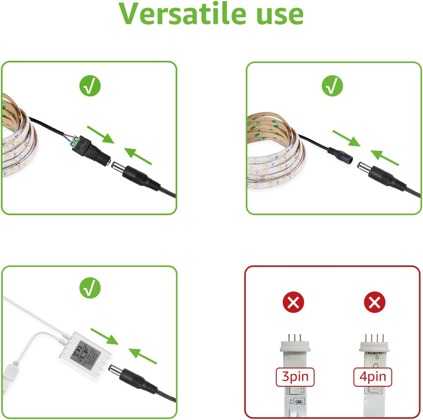 LE 12V 2A Power Supply for LED Strip Lights, AC 100-240V Mains to DC 12V Converter Adapter Driver Transformer, 24W UK Plug with 1.5M Cable, 5.5mm x 2.1mm Jack, GS TUV Approved