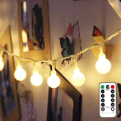 LE Fairy Lights Battery Powered, 5m 50 LED Warm White Globe String Lights, Camping Fairy Lights for Tents with Remote and Timer, Battery Fairy Lights for Indoor Outdoor, Bedroom, Camping and More