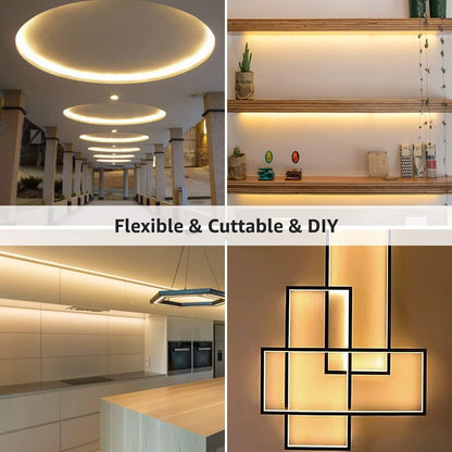 Lepro LED Strip Light Warm White 10M, 2000lm Dimmable LED Taple, 24V UK Plug in LED Strip with Dimmer Switch, 3000K Flexible Stick-on LED Lights for Bedroom, Kitchen, Cupboard, Shelf (1 Roll)