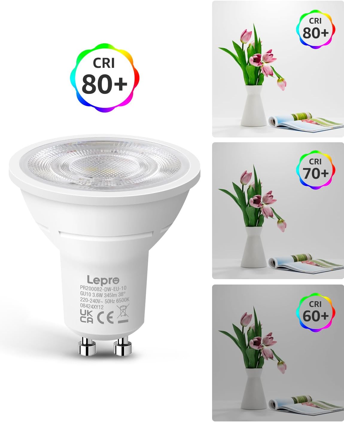 Caldarax Lot de 6 Ampoule LED GU10 Spot, 5W Équivalent Halogene 50W, 500 Lumens, Blanc Chaud Caldarax Lot de 6 Ampoule LED GU10 Spot, 5W Équivalent Halogene 50W, 500 Lumens, Blanc Chaud