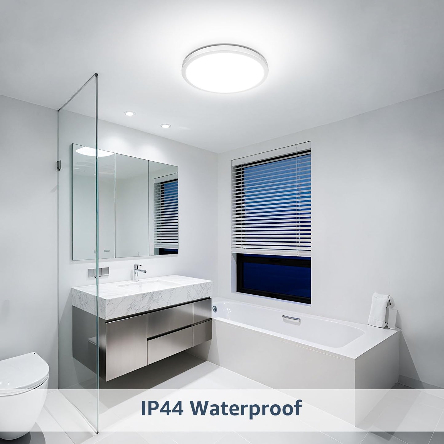 Lepro Bathroom Light, 18W 1800lm LED Ceiling Light, Waterproof IP44, 2.6cm Ultra-thin, 5000K, Round, Modern Flush Ceiling Lighting for Bathroom, Kitchen, Bedroom, Hallway, Utility Room, Ø22cm, 4 Packs