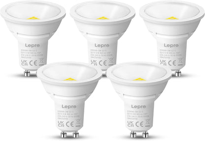 Lepro GU10 LED Bulbs, Cool White 6500K, 800LM Bright GU10 Lightbulbs, 8W (65W Equivalent), 100¡« Wide Beam Angle, Energy Saving LED Spotlight Bulbs, Non-Dimmable, Pack of 5