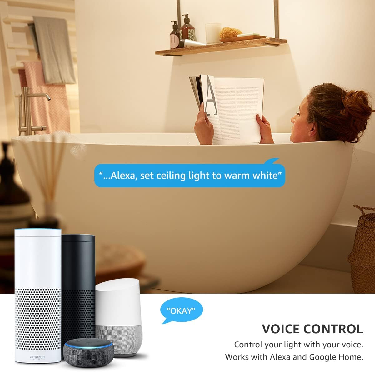 Lepro Smart LED Ceiling Light Dimmable, RGB Colour Changing Ceiling Light, App or Voice Control, IP54 Waterproof Bathroom Light, 15W 1250lm, Warm to Cool White Tunable, Work with Alexa and Google Home