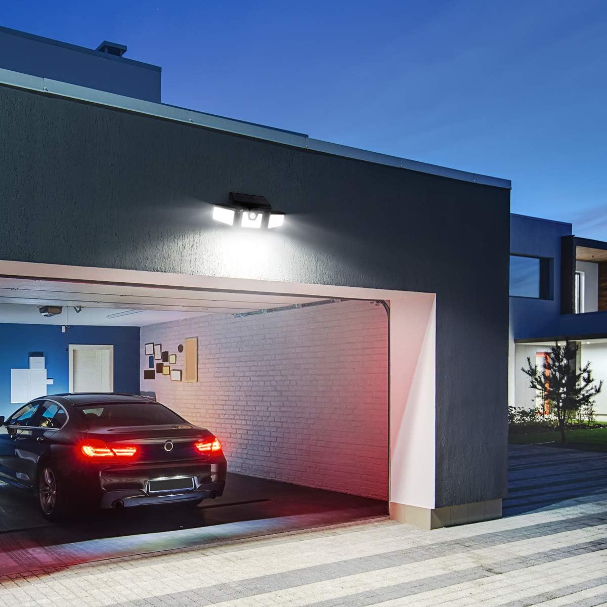 Lepro Solar Security Lights, 1200LM Solar Floodlights Motion Sensor with 360 Degree 3 Adjustable Heads, IP65 Waterproof, Wide Lighting Angle Solar Lights Outdoor for Yard Garage Pathway