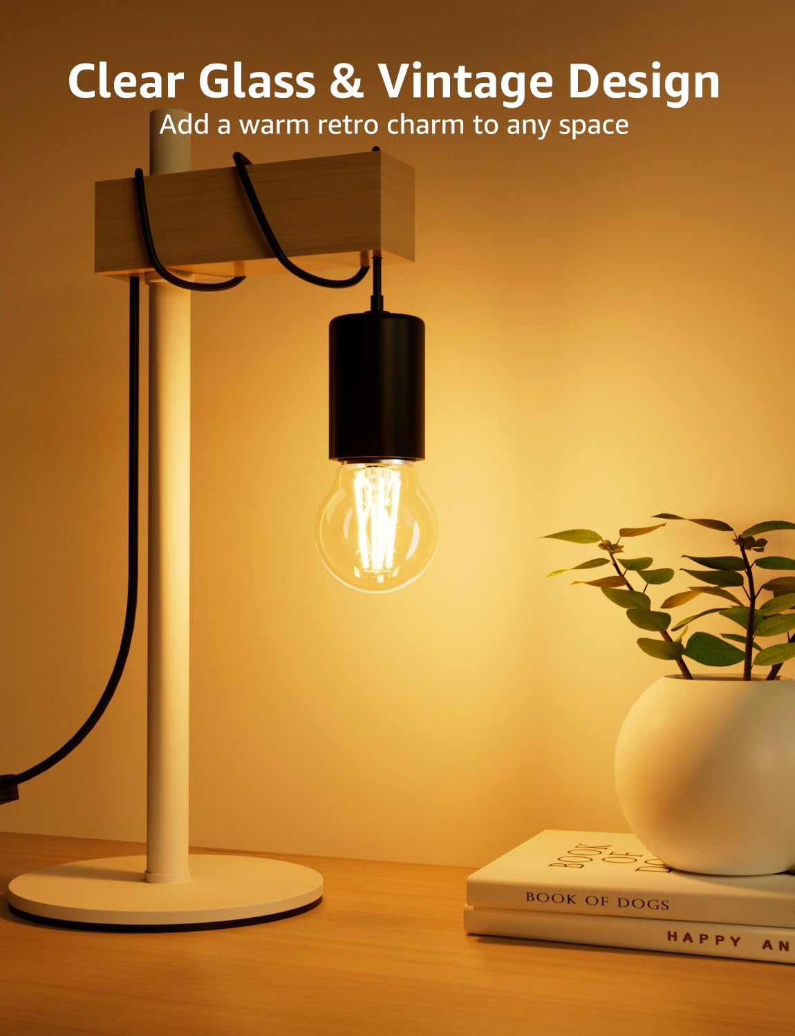 Lepro E27 Golf Ball Bulb, Ultra Efficient A-Rated, 2.2W = 40W, 470lm, Warm White 2700K, 50000H Lifespan, Edison Screw in Light Bulb, Clear Glass Vintage Filament Bulb, Pack of 4