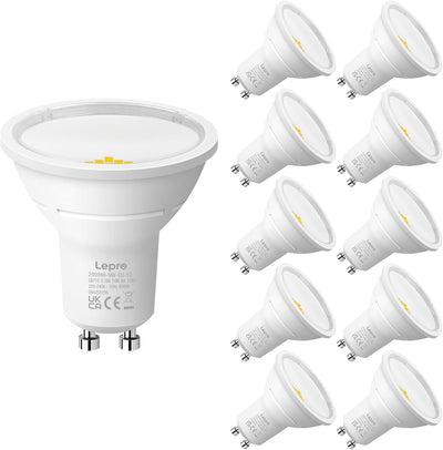 Lepro GU10 LED Bulbs, Neutral White 4000K, A Energy Class, 590LM, 3.3W (50W Equivalent), 100�� Wide Beam Angle, 50000H Long Life, Energy Saving LED Spotlight Bulb, Non-Dimmable, Pack of 10