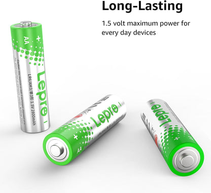 Lepro AA Batteries 48 Pack, 1.5 Volt Alkaline Double AA Battery with High Capacity, Anti-Leakage, Long Lasting Power, 2800mAh LR06 MN1500 Batteries AA for Clocks Remotes Mouse Torch