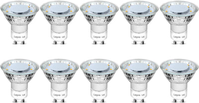 Lepro GU10 LED Bulbs, Cool White 5000K, 50W Halogen Spotlight Equivalent, 4W 325lm Energy Saving GU10 LED Light Bulbs, 100�� Wide Beam, Non-dimmable, Pack of 10