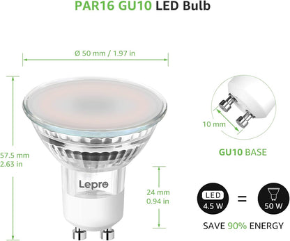 Lepro GU10 Smart Bulb, Dimmable Smart Light Bulb GU10, 4.5W 385lm, CCT Warm to Cool Daylight GU10 LED Spotlight Bulbs, Compatible with Alexa and Google Home, Pack of 4 (2.4GHz WiFi Only)