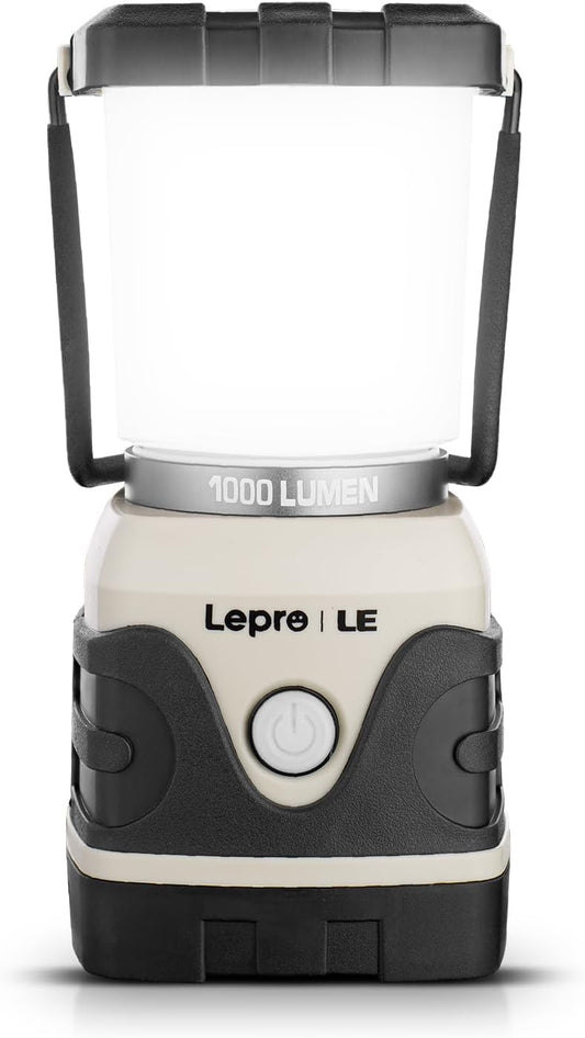 LE Camping Lantern, 1000 Lumen Camping Lights Battery Powered, Dimmable Warm White and Daylight Modes, Battery Lantern for Power Cuts, Emergency Lighting, Suit for Hiking, Fishing, Tents, etc.