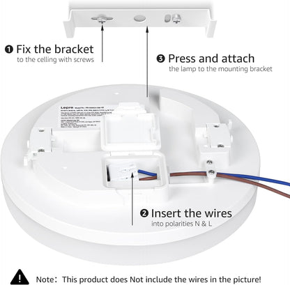 Lepro Bathroom Lights Ceiling, 24W 2400lm Bright LED Ceiling Light, IP54 Waterproof, Daylight White 5000K, Large, Flush Ceiling Light for Living Room Kitchen, Hallway, Outside Porch and More, Ø28CM