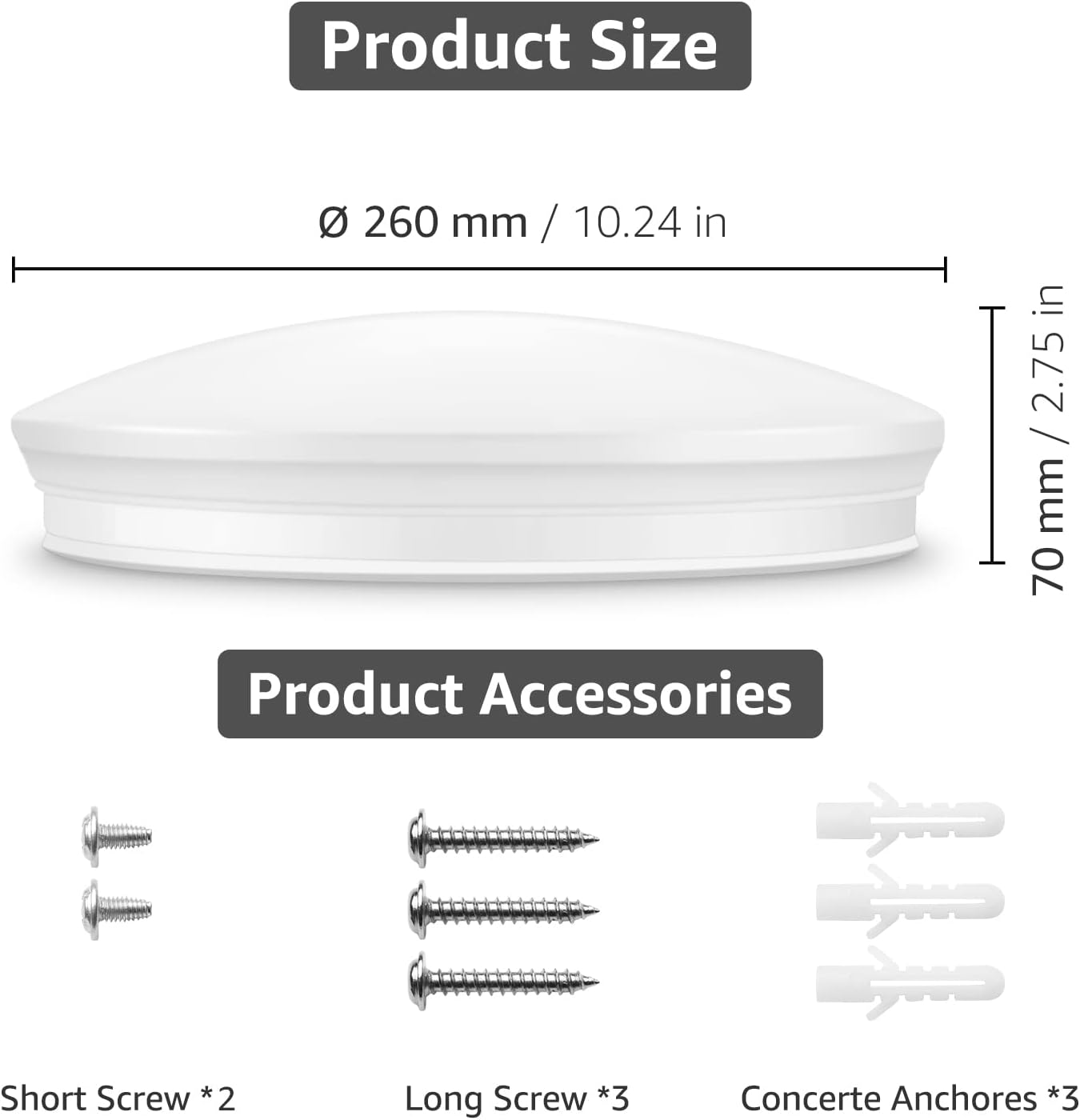 Lepro Ceiling Lights, 12W 1150lm, 5000K Daylight White, 60W Equivalent, Energy Saving, Modern Ceiling Light Fitting for Living Room, Bedroom, Kitchen, Office, Utility Room and More, φ26cm Round