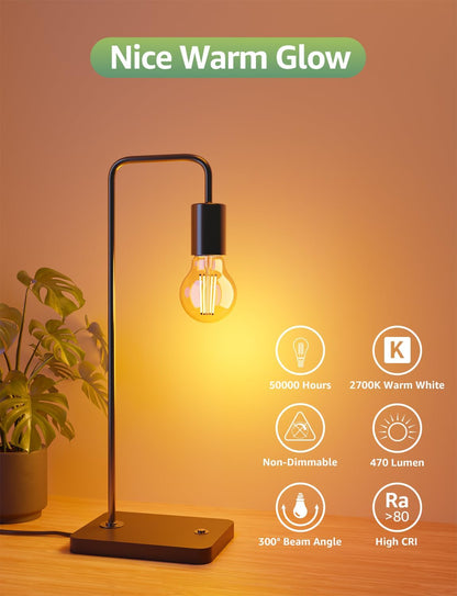 Lepro E14 Golf Ball Bulb Vintage, Ultra Efficient A-Rated, 2.2W = 40W, 470lm, Warm White 2700K, 50000H Lifespan, Small Edison Screw SES Bulb, Clear Filament, Glass, Pack of 4