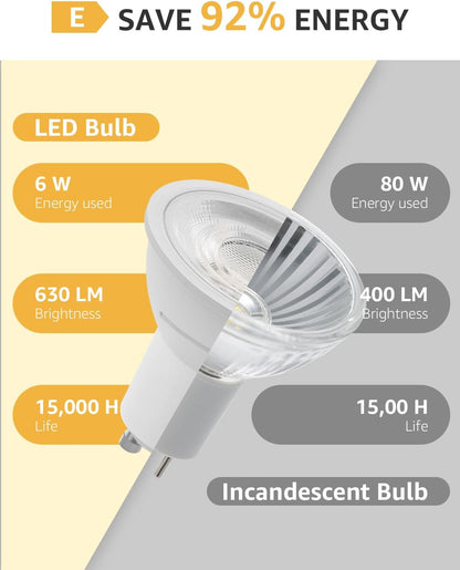 Lepro GU10 LED Spotlight Bulb, 630LM, 6W (80W Equivalent), Natural White 4000K, 38¡« Beam Angle, Energy Saving Light Bulbs, Non-Dimmable, 4 Packs