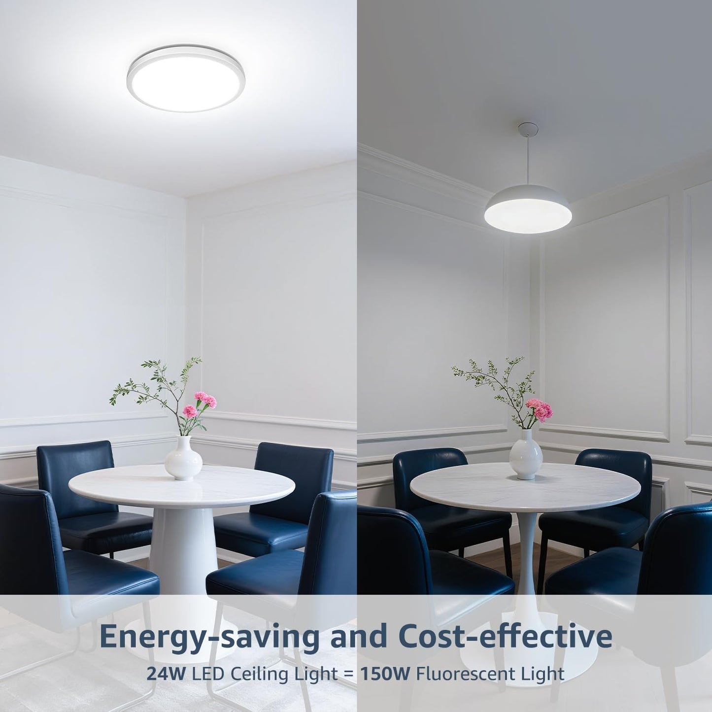 Lepro 24W LED Ceiling Light, 2400lm Super Bright Waterproof Bathroom Light, 2.6cm Ultra-Thin, Daylight White 5000K, Round Large Flush Ceiling Light for Living Room, Bedroom, Kitchen and More, Ø29.3cm