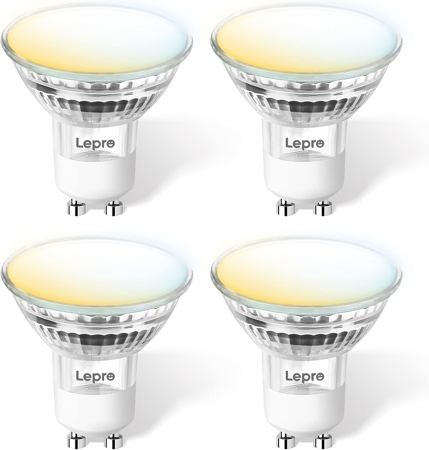 Lepro GU10 Smart Bulb, Dimmable Smart Light Bulb GU10, 4.5W 385lm, CCT Warm to Cool Daylight GU10 LED Spotlight Bulbs, Compatible with Alexa and Google Home, Pack of 4 (2.4GHz WiFi Only)