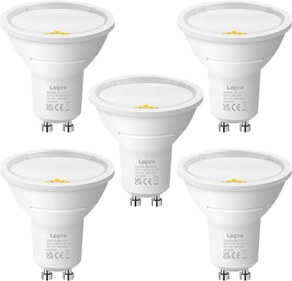 Lepro GU10 LED Bulbs, Neutral White 4000K, A Energy Class, 590LM, 3.3W (50W Equivalent), 100¡« Wide Beam Angle, 50000H Long Life, Energy Saving LED Spotlight Bulb, Non-Dimmable, Pack of 5