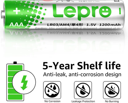 Lepro AAA Alkaline Batteries 100 Pack, 1200mAh Triple A Battery with Anti-Leakage Technology, High Capacity, Long Lasting Power, 1.5 Volt LR03 MN2400 AAA Battery Pack for Clocks Remotes Mouse Torch
