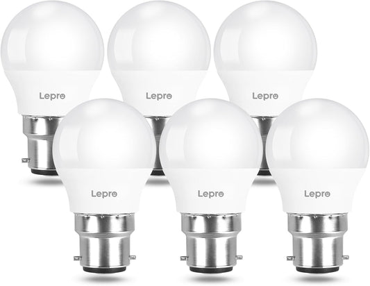 Lepro Bayonet Light Bulbs, 40W Equivalent, Warm White 2700K, 4.9W 470lm B22 LED Bulb, G45 Golf Ball Energy Saving Lightbulbs, 180° Wide Beam, Non-dimmable, Pack of 6