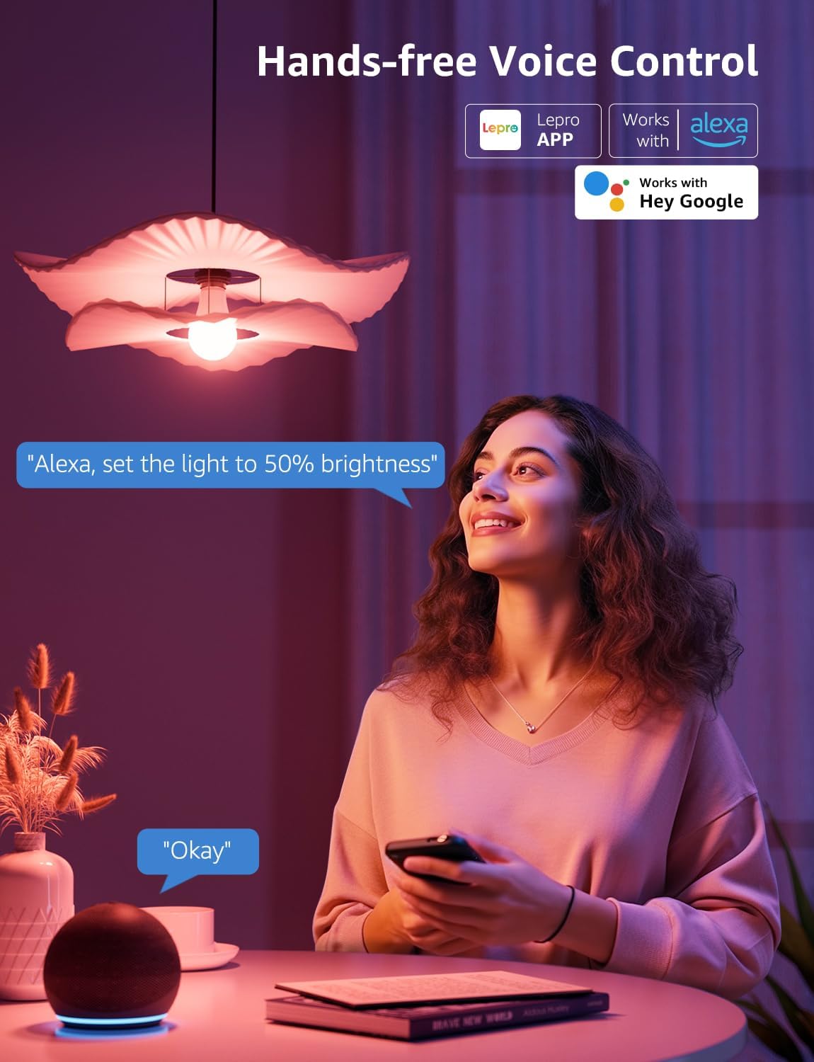 Lepro B1 AI Smart Bulb B22, Music Sync, Bayonet WiFi Bulb That Works with Alexa & Google Home, AI Lighting Design Assistant, APP & Voice Control, 806lm, Dimmable, Bluetooth Color Changing Light Bulb