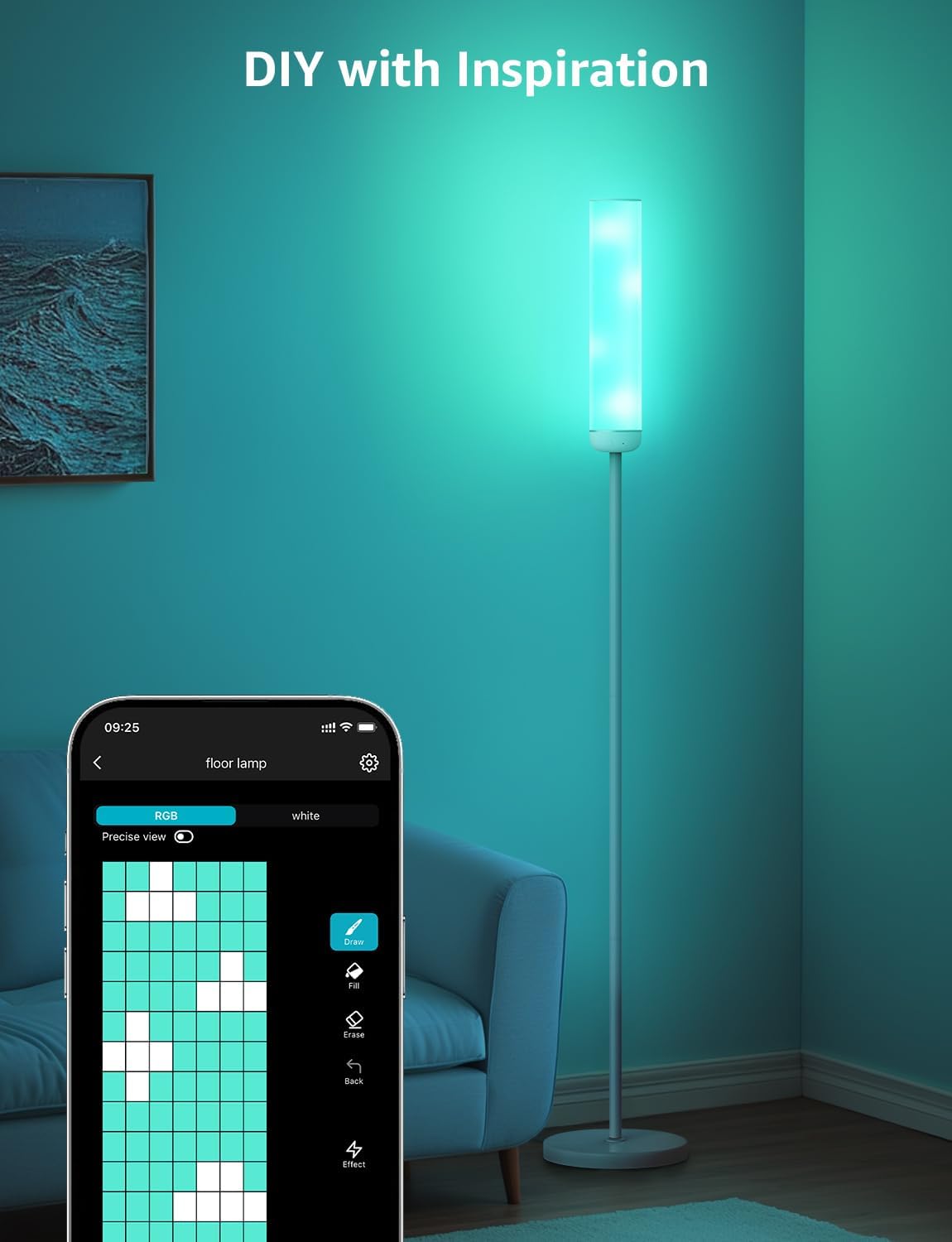 Lepro O1 AI Floor Lamp, Smart Standing Lamp with Music Sync, 2300 Lumen Corner Floor lamp for Living Room, Bedroom, RGB+CCT, AI Lighting Design Assistant, Works with Alexa, 2.4GHz WiFi, No Remote