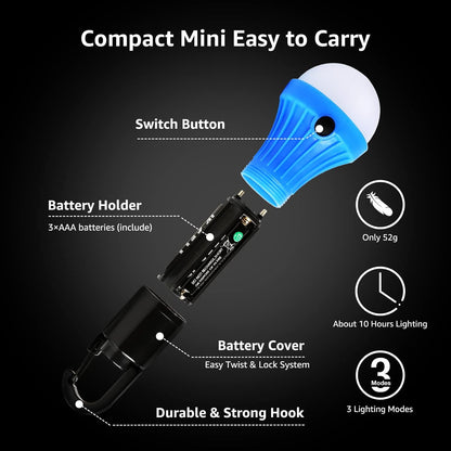 Lepro Camping Lights, Battery Powered Tent Lights, Warm White and Daylight Modes, Camping Accessories, Hanging Camping Lantern, Battery Lights for Power Cuts, Pack of 4 (AAA Battery Included)