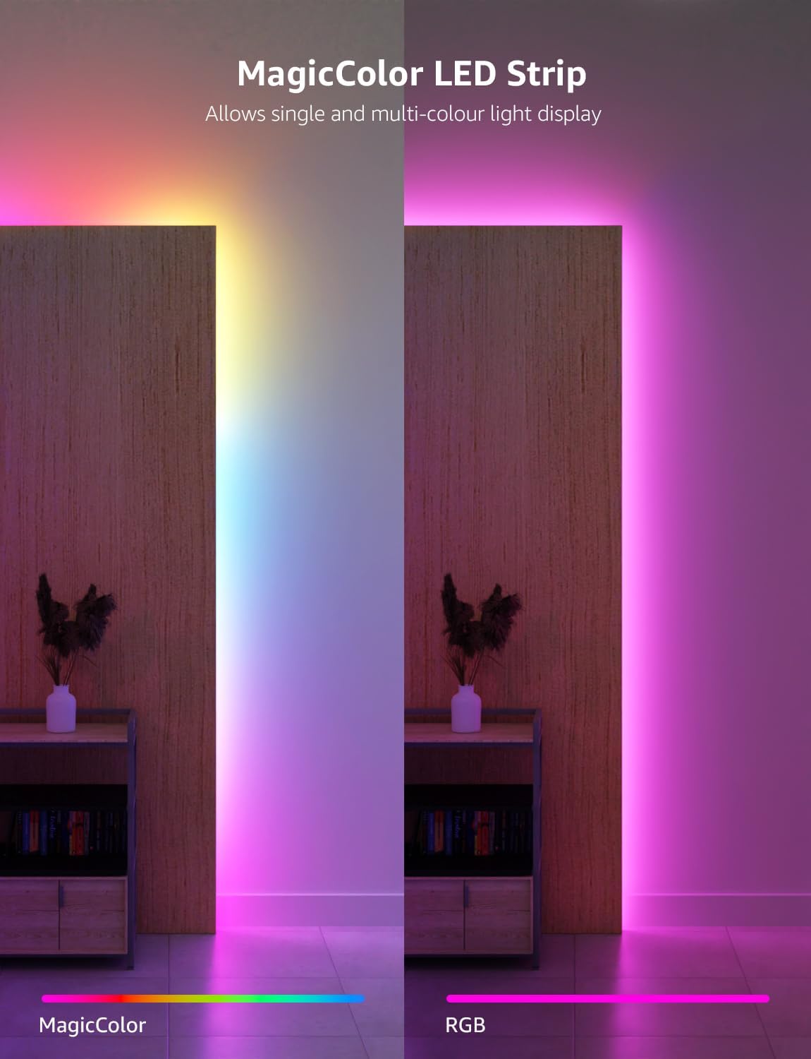 Lepro S1 AI Smart Rainbow LED Strip Light 20M one roll, App & Voice Control, Works with Alexa & Google Home, 30 LEDs/M, Music Sync, AI Lighting Design Assistant, MagicColor LED Lights for Bedroom