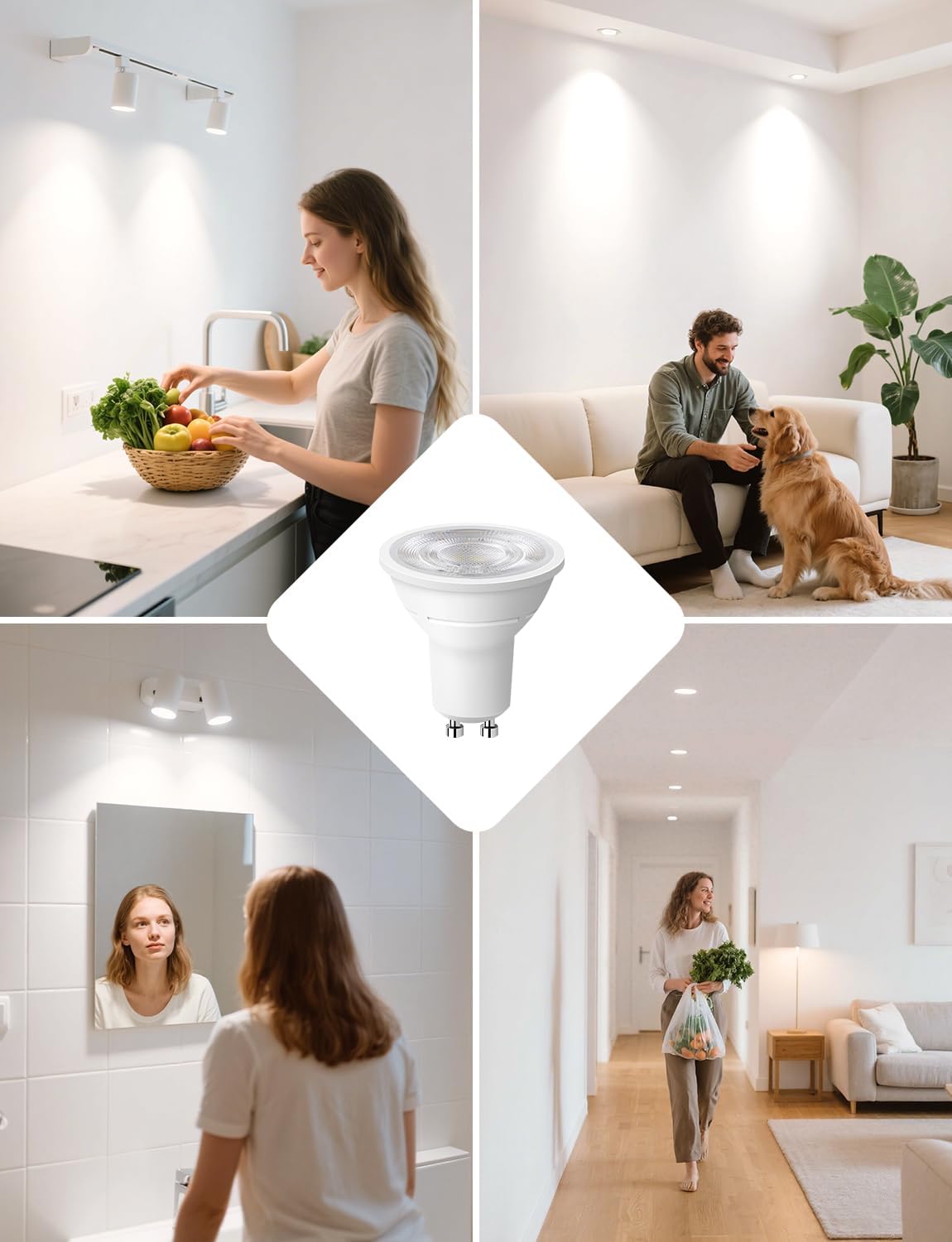 Lepro GU10 LED Bulbs, Neutral White 4000K, A Energy Class, 360LM, 2W (50W Equivalent), 38¡« Beam Angle, 50000H Long Life, 96% Energy Saving Spotlight Bulb, Non-Dimmable, 2 Packs