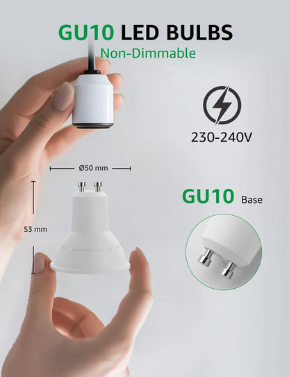Lepro GU10 LED Bulbs, A Energy Class, Neutral White 4000K, 360LM, 2W (50W Equivalent), 38¡« Beam Angle, 50000H Life Span, 96% Energy Saving Spotlight Bulb, Non-Dimmable, 4 Packs