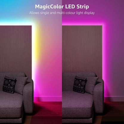 Lepro MagicColor LED Strip Light 5M 150 LEDs, Rainbow Chasing Lights, Music Sync, Multiple Colours on One Line, Remote Control LED Lights for Bedroom, Living Room, Bar, Gaming Time