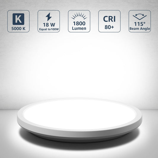 Lepro Bathroom Light, 18W 1800lm LED Ceiling Light, Waterproof IP44, 2.6cm Ultra-thin, 5000K, Round, Modern Flush Ceiling Lighting for Bathroom, Kitchen, Bedroom, Hallway, Utility Room, Ø22cm, 4 Packs