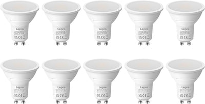 Lepro GU10 LED Bulbs, Warm White 2700K, 4W 345lm, 50W Halogen Spotlight Bulb Equivalent, Energy Saving GU10 LED Light Bulbs, 100�� Wide Beam, Non-dimmable, Pack of 10