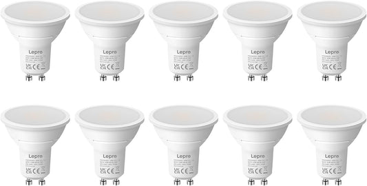 Lepro GU10 LED Bulbs, Warm White 2700K, 4W 345lm, 50W Halogen Spotlight Bulb Equivalent, Energy Saving GU10 LED Light Bulbs, 100° Wide Beam, Non-dimmable, Pack of 10