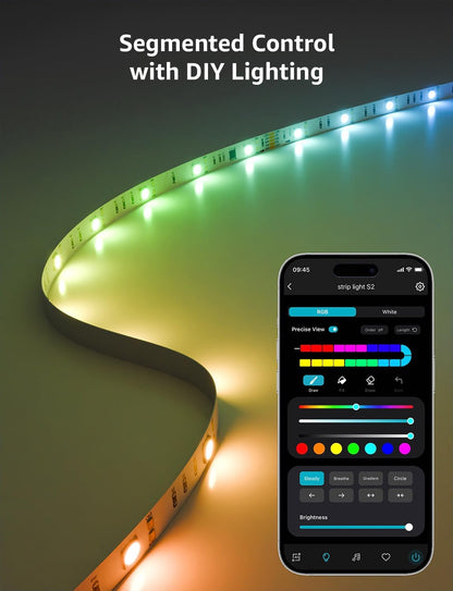 Lepro S2 AI Smart LED Strip Light 10M RGBW+IC, Works with Alexa, Google Assistant, Music Sync, 2400LM White Light, Personalized AI Lighting Designer, Zonal Colour Control LED Lights, App Voice Control