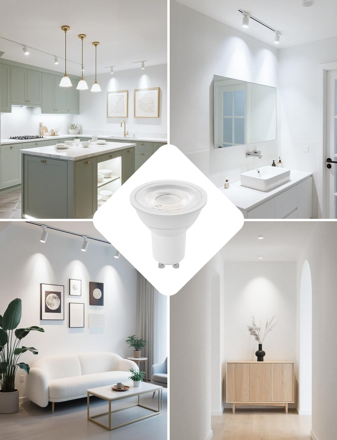 Lepro GU10 LED Bulbs, Cool White 6500K, 630LM, 6W (80W Equivalent), 38¡« Beam Angle, Energy Saving Spotlight Bulbs, Non-Dimmable, 8 Packs